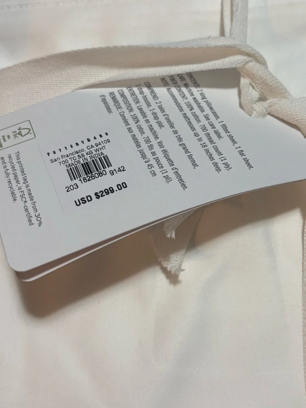 Pottery Barn 700 Thread Count Sateen Sheet Set - King